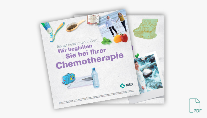 Cover der Broschüre „Wir begleiten Sie bei Ihrer Chemotherapie“