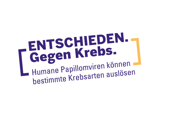 Logo zum Thema Entschieden gegen Krebs. Der Untertitel lautet Humane Papillomviren können bestimmte Krebsarten auslösen.