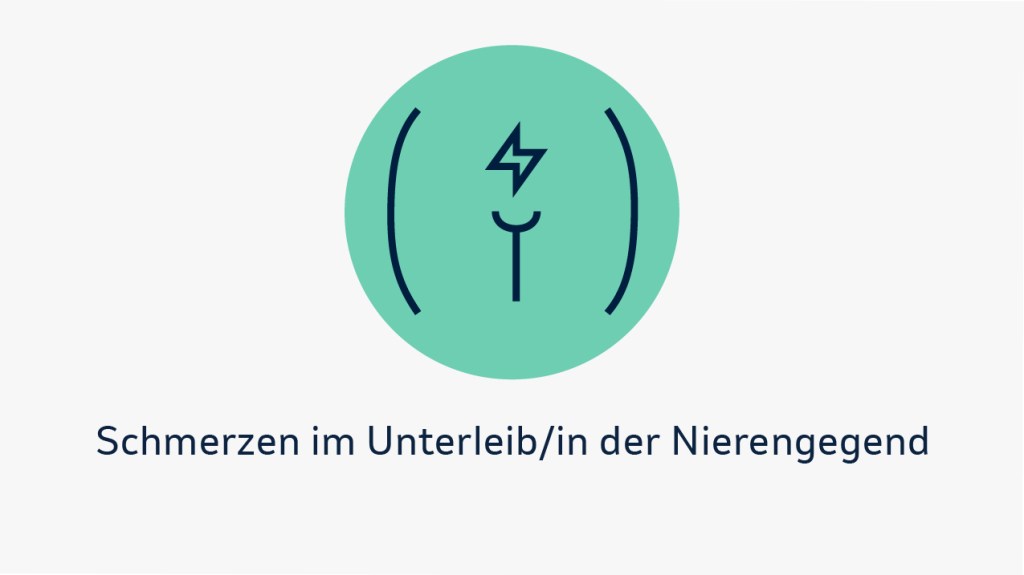 Die Grafik zeigt mögliche Anzeichen, die auf eine Blasenkrebs-Erkrankung hinweisen können. Anzeichen können Blut im Urin, häufige Blasenentzündungen, verstärkter Harndrang, Störungen bei der Blasenentleerung und/oder Schmerzen im Unterleib/in der Nierengegend sein. 