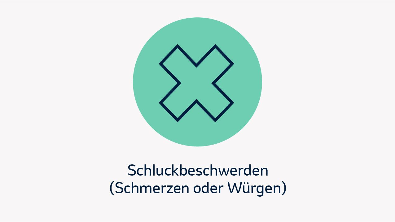 Infografik mit möglichen Symptomen einer Speiseröhrenkrebs-Erkrankung. 