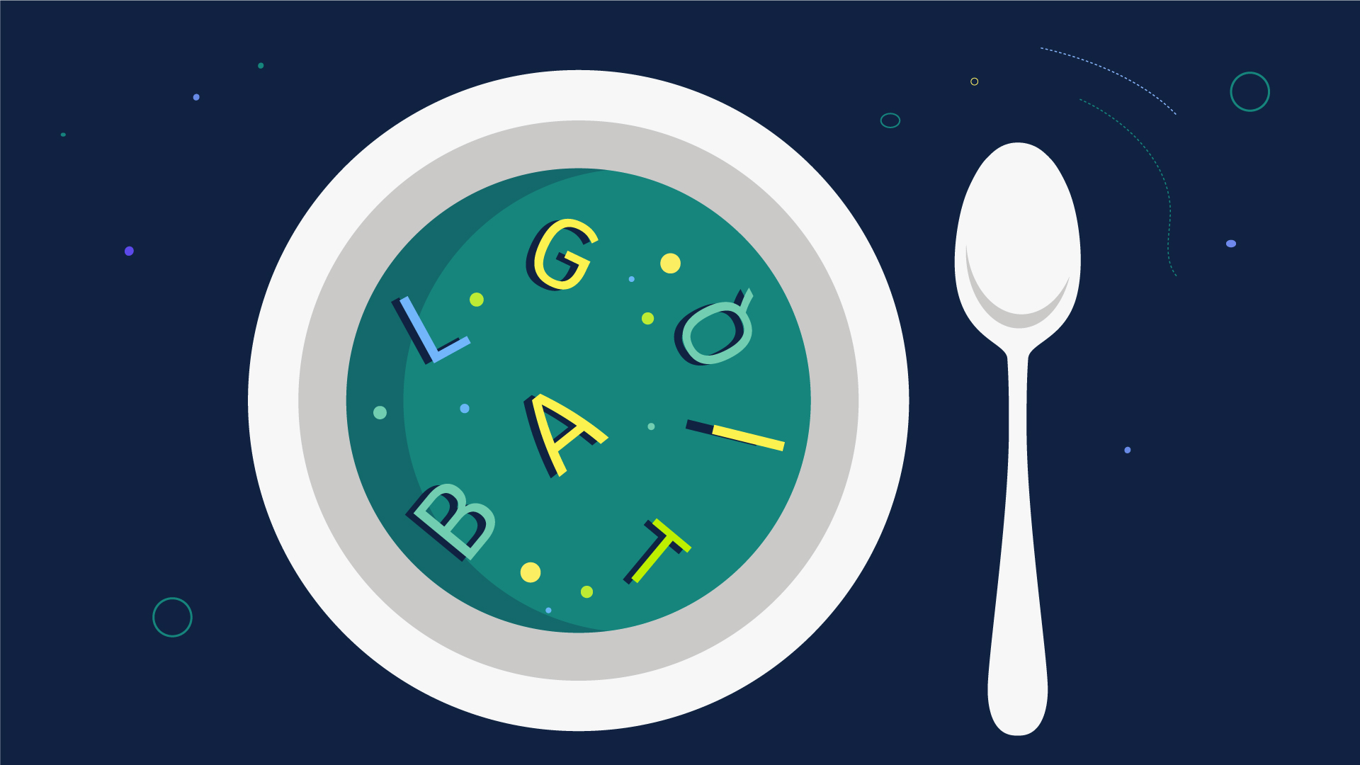 Eine Illustration zum Thema „LSBTIAQ* - schon alles drin in der Buchstabensuppe?“