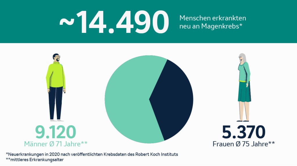 Die Abbildung stellt die Neuerkrankungen an Magenkrebs in Deutschland im Jahr 2020 dar.